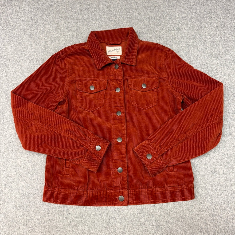 Universal Thread Freeborn Jacket M Burnt Orange Corduroy Trucker Button Front